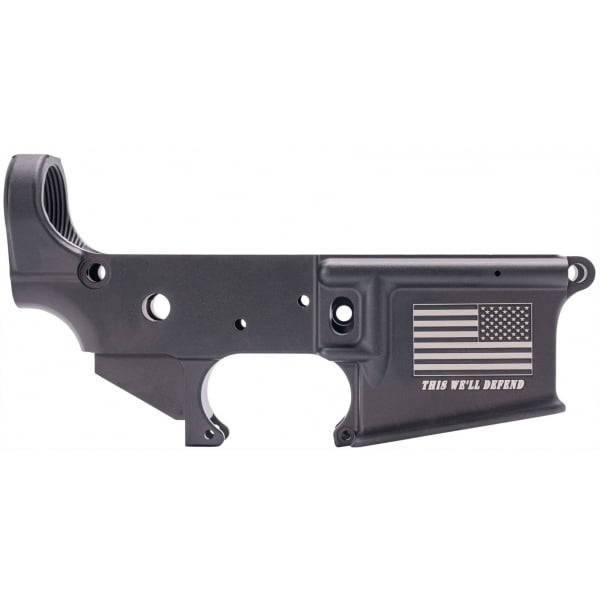 AM-15 STRIPPED LOWER RECEIVER - THIS WE'LL DEFEND - FLAG