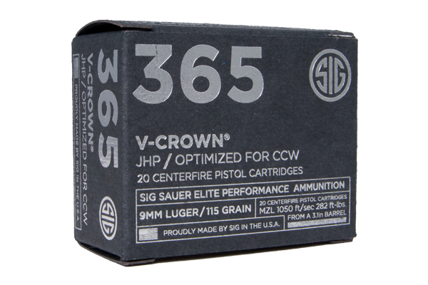 SIG 9MM 115GR V-CROWN 365 20RD